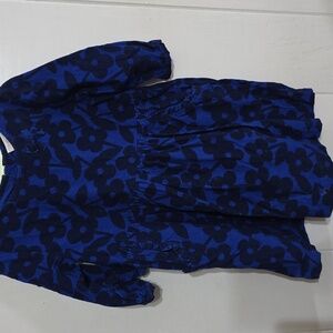 Hanna Andersson Girls Corduroy Dress Blue Floral Pockets Sz 110/5-6X EUC